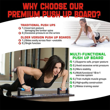 Color Folding Push-up Plate Bracket Multi-mode Adjustable with Chest Abdomen Back Partition Core Muscle Exerciser