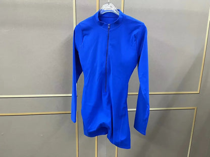 Seamless Yoga Zipper Jumpsuits Sports Fitness Beauty Back Hip-Lifting Long-Sleeved One-Piece Workout Gym Tracksuits for Women