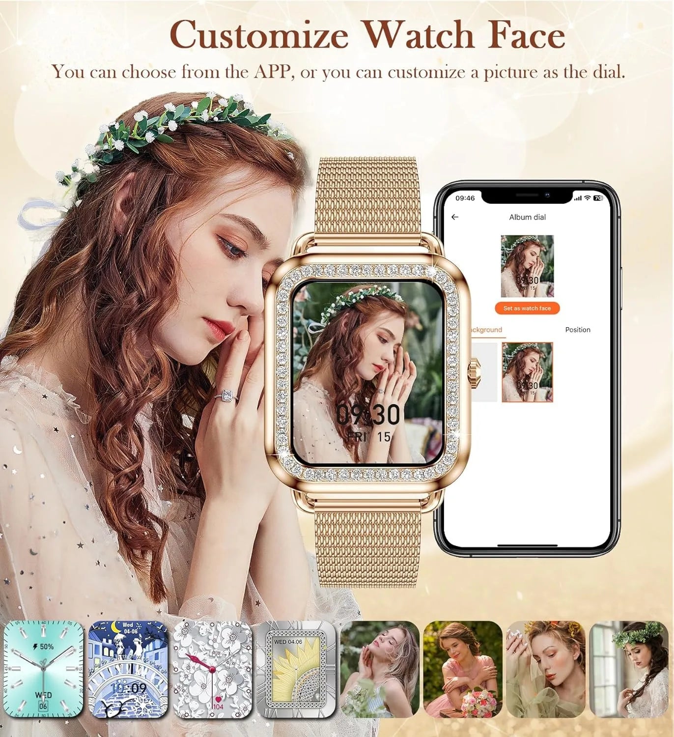Women's Fashion Wearable Smartwatch (answer/dial), For Android And IPhone, Fitness Watch, AI Voice Function