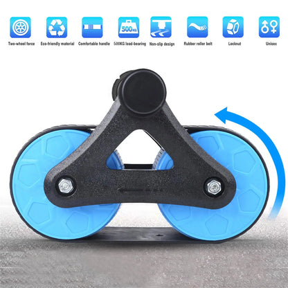 Springback Wheels Roller Domestic Abdominal Exerciser Push‑up Training Mute Fitness Equipment Blue Springback Wheels Roller