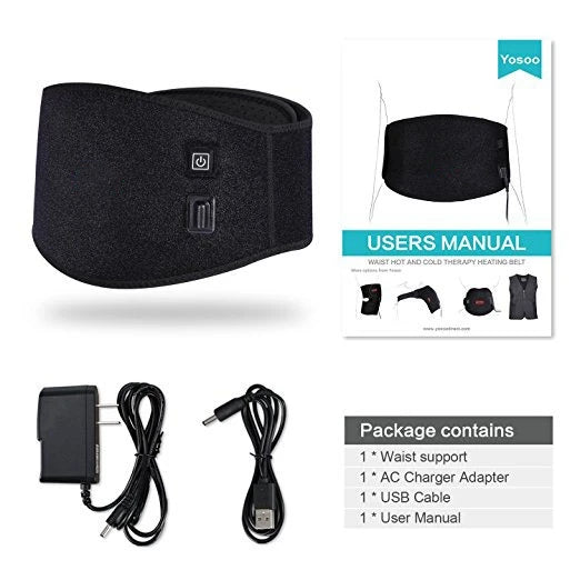 Heating Waist Belt Brace For Pain Relief Lower Back Therapy Lumbar Black
