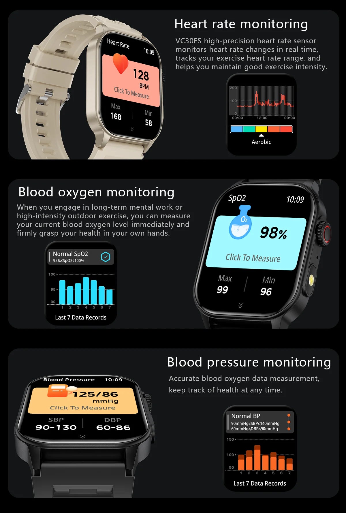 LIGE Smart Watch for Men 3ATM Waterproof Bluetooth Call Health Monitor With Flashlight 370mahBattery 100+Sport Mode Smartwatches