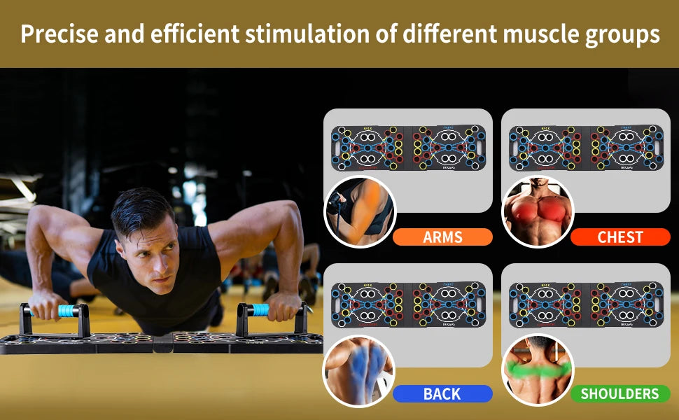 Color Folding Push-up Plate Bracket Multi-mode Adjustable with Chest Abdomen Back Partition Core Muscle Exerciser