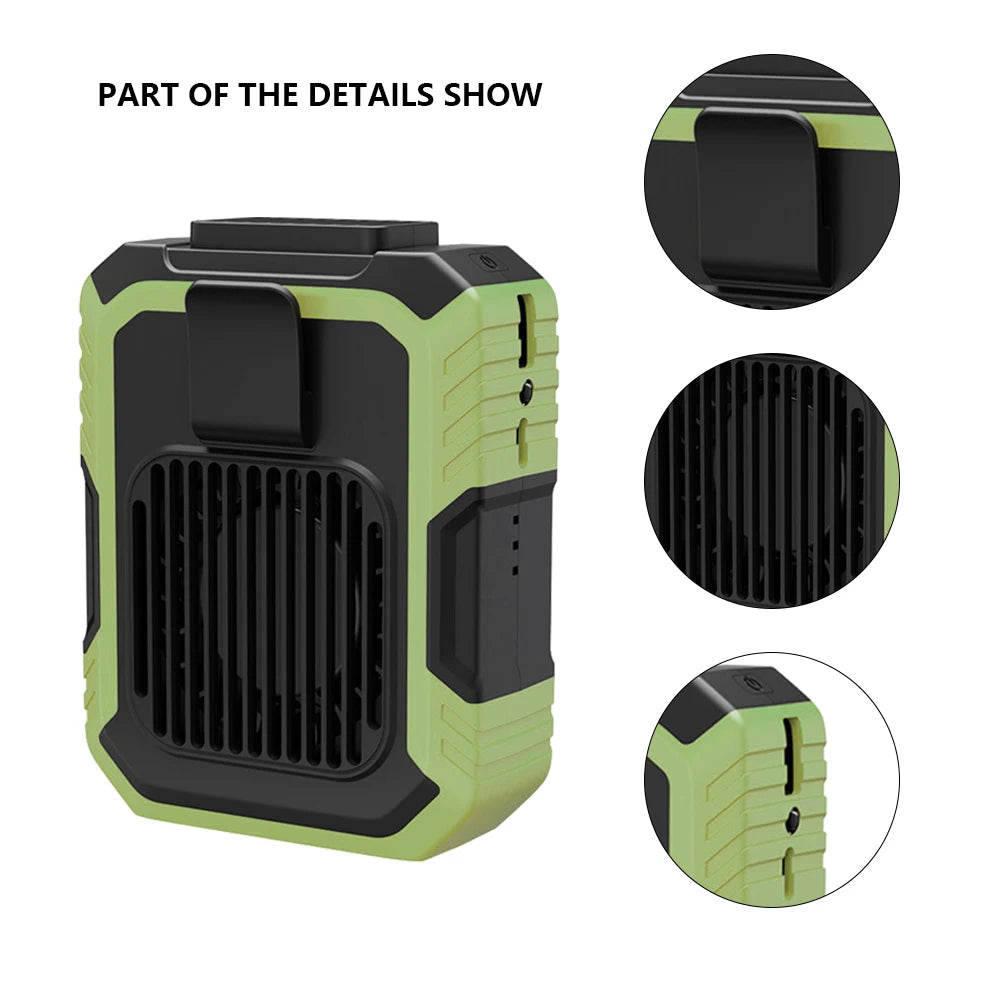 Portable Mini Waist Fan USB Rechargeable 4000mAh Clip Fan Emergency Power Bladeless Cooler for Outdoor Activities