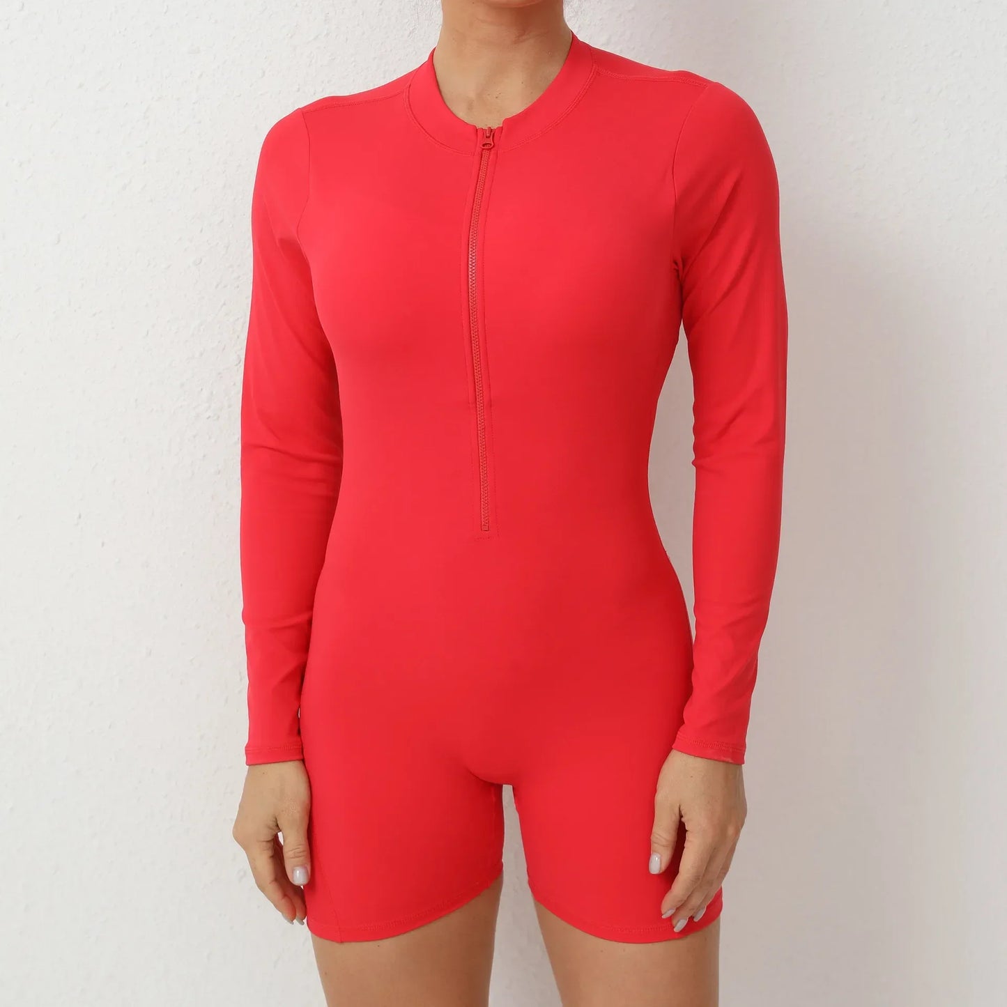 Seamless Yoga Zipper Jumpsuits Sports Fitness Beauty Back Hip-Lifting Long-Sleeved One-Piece Workout Gym Tracksuits for Women