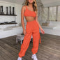 1Set Stylish Tracksuit Contrast Color Hooded Drawstring Sweatshirt Pockets Pants Set for Running Sport Outfit Sports Suit