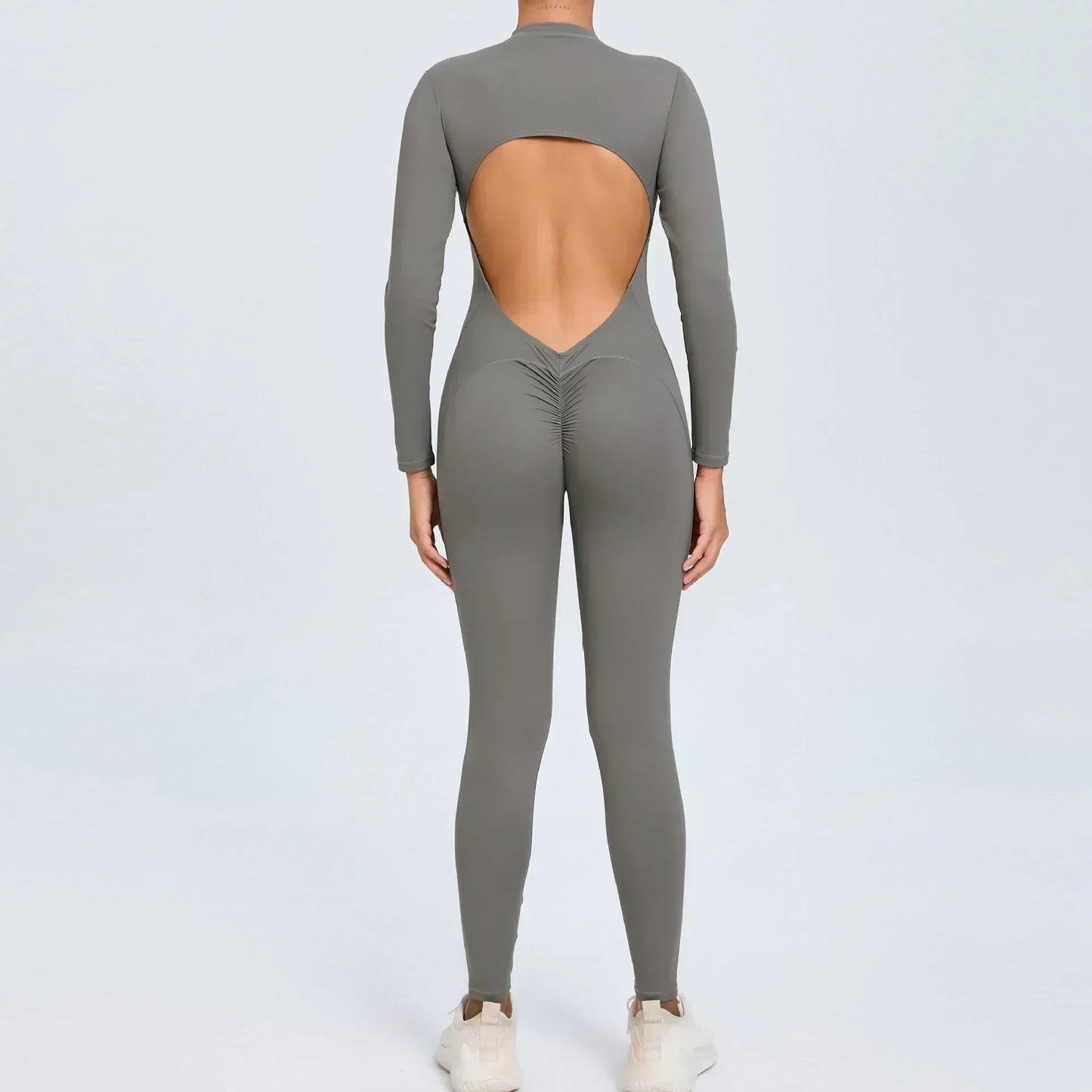 Seamless Yoga Zipper Jumpsuits Sports Fitness Beauty Back Hip-Lifting Long-Sleeved One-Piece Workout Gym Tracksuits for Women