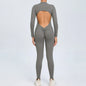Seamless Yoga Zipper Jumpsuits Sports Fitness Beauty Back Hip-Lifting Long-Sleeved One-Piece Workout Gym Tracksuits for Women