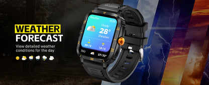 LaNikar Smart Watch 3ATM Waterproof 1.96" IPS Screen Military KT71 Men 100+ Sport Mode Heart Rate Blood Pressure Bluetooth Call